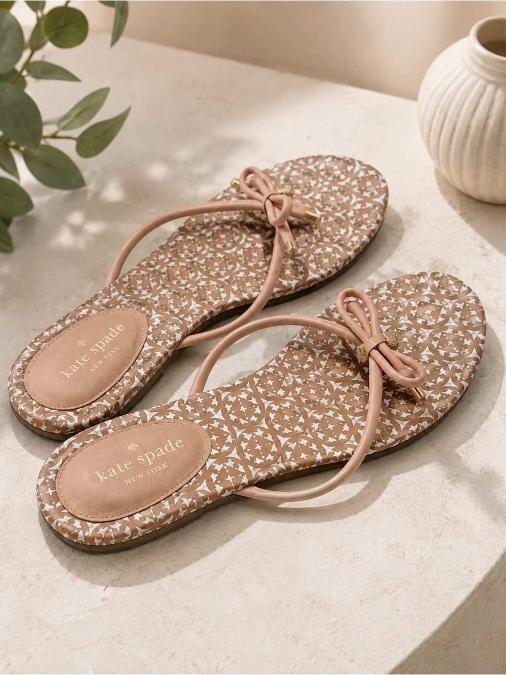 Kate Spade Pink and Tan Slippers